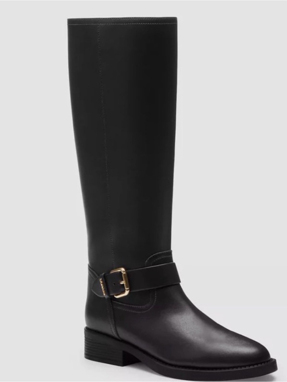 Coach Black Knee-High Riding Boots with Buckle
